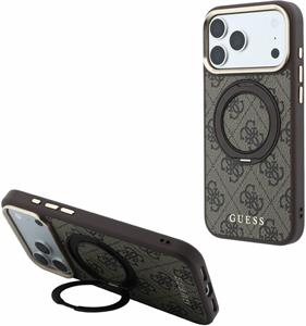 Guess PU 4G Ring Stand MagSafe kryt pre iPhone 18 Pro Max, hnedý