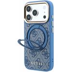 Guess PU 4G Ring Stand MagSafe kryt pre iPhone 18 Pro Max, modrý