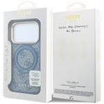 Guess PU 4G Ring Stand MagSafe kryt pre iPhone 18 Pro Max, modrý