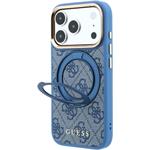 Guess PU 4G Ring Stand MagSafe kryt pre iPhone 18 Pro, modrý