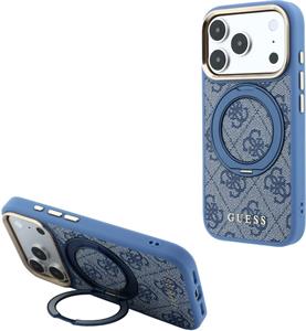 Guess PU 4G Ring Stand MagSafe kryt pre iPhone 18 Pro, modrý