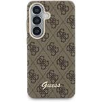 Guess PU 4G Script Metal Logo Magnetic kryt pre Samsung Galaxy S26, hnedý