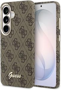 Guess PU 4G Script Metal Logo Magnetic kryt pre Samsung Galaxy S26, hnedý