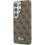 Guess PU 4G Script Metal Logo Magnetic kryt pre Samsung Galaxy S26 Ultra, hnedý