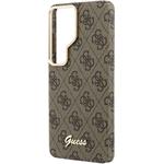 Guess PU 4G Script Metal Logo Magnetic kryt pre Samsung Galaxy S26 Ultra, hnedý