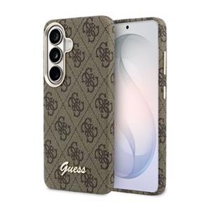 Guess PU 4G Script Metal Logo Magnetic Zadní Kryt pro Samsung Galaxy S26 Brown