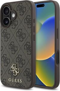 Guess PU 4G Small Metal Logo MagSafe kryt pre iPhone 16 Plus, hnedý