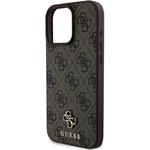 Guess PU 4G Small Metal Logo MagSafe kryt pre iPhone 16 Pro, hnedý