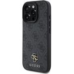 Guess PU 4G Small Metal Logo MagSafe kryt pre iPhone 16 Pro Max, sivý