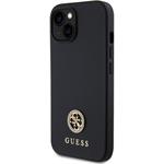 Guess PU 4G Strass Metal Logo kryt pre iPhone 15, čierny