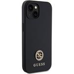 Guess PU 4G Strass Metal Logo kryt pre iPhone 15, čierny