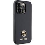 Guess PU 4G Strass Metal Logo kryt pre iPhone 15 Pro, čierny