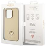 Guess PU 4G Strass Metal Logo kryt pre iPhone 15 Pro Max, zlatý