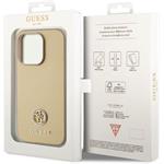 Guess PU 4G Strass Metal Logo kryt pre iPhone 15 Pro, zlatý