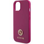 Guess PU 4G Strass Metal Logo kryt pre iPhone 15, ružový