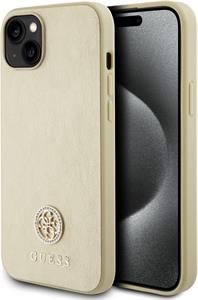 Guess PU 4G Strass Metal Logo kryt pre iPhone 15, zlatý