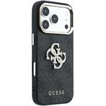 Guess PU 4G Strass Metal Logo kryt pre iPhone 18 Pro, čierny