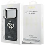 Guess PU 4G Strass Metal Logo kryt pre iPhone 18 Pro, čierny