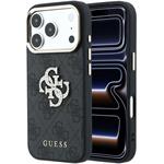 Guess PU 4G Strass Metal Logo kryt pre iPhone 18 Pro, čierny