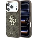 Guess PU 4G Strass Metal Logo kryt pre iPhone 18 Pro, hnedý