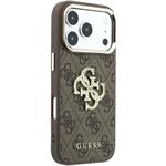 Guess PU 4G Strass Metal Logo kryt pre iPhone 18 Pro Max, hnedý