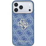 Guess PU 4G Strass Metal Logo kryt pre iPhone 18 Pro Max, modrý
