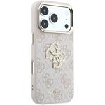 Guess PU 4G Strass Metal Logo kryt pre iPhone 18 Pro Max, ružový