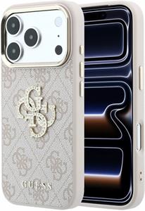 Guess PU 4G Strass Metal Logo kryt pre iPhone 18 Pro Max, ružový