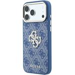Guess PU 4G Strass Metal Logo kryt pre iPhone 18 Pro, modrý