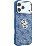 Guess PU 4G Strass Metal Logo kryt pre iPhone 18 Pro, modrý