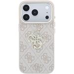 Guess PU 4G Strass Metal Logo kryt pre iPhone 18 Pro, ružový