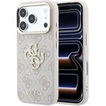 Guess PU 4G Strass Metal Logo kryt pre iPhone 18 Pro, ružový