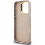 Guess PU 4G Strass Triangle Logo Stand Camera Frame MagSafe kryt pre iPhone 16 Pro Max, ružový