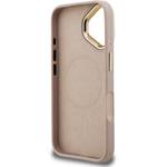 Guess PU 4G Strass Triangle Logo Stand Camera Frame MagSafe kryt pre iPhone 16, ružový