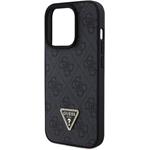 Guess PU 4G Strass Triangle Metal Logo kryt + Crossbody popruh pre iPhone 15 Pro, čierny