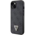 Guess PU 4G Strass Triangle Metal Logo kryt pre iPhone 15, čierny