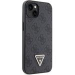 Guess PU 4G Strass Triangle Metal Logo kryt pre iPhone 15, čierny