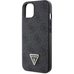 Guess PU 4G Strass Triangle Metal Logo kryt pre iPhone 15, čierny