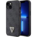 Guess PU 4G Strass Triangle Metal Logo kryt pre iPhone 15, čierny