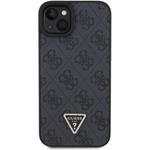 Guess PU 4G Strass Triangle Metal Logo kryt pre iPhone 15 Plus, čierny