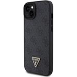 Guess PU 4G Strass Triangle Metal Logo kryt pre iPhone 15 Plus, čierny