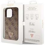 Guess PU 4G Strass Triangle Metal Logo kryt pre iPhone 15 Pro, hnedý