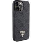 Guess PU 4G Strass Triangle Metal Logo kryt pre iPhone 15 Pro Max, čierny