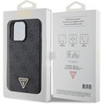 Guess PU 4G Strass Triangle Metal Logo kryt pre iPhone 15 Pro Max, čierny