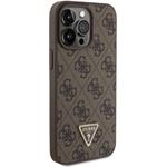 Guess PU 4G Strass Triangle Metal Logo kryt pre iPhone 15 Pro Max, hnedý