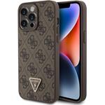 Guess PU 4G Strass Triangle Metal Logo kryt pre iPhone 15 Pro Max, hnedý