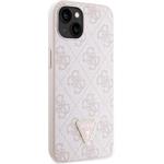 Guess PU 4G Strass Triangle Metal Logo kryt pre iPhone 15, ružový