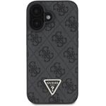 Guess PU 4G Strass Triangle Metal Logo kryt pre iPhone 16, čierny