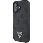 Guess PU 4G Strass Triangle Metal Logo kryt pre iPhone 16, čierny