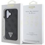 Guess PU 4G Strass Triangle Metal Logo kryt pre iPhone 16, čierny